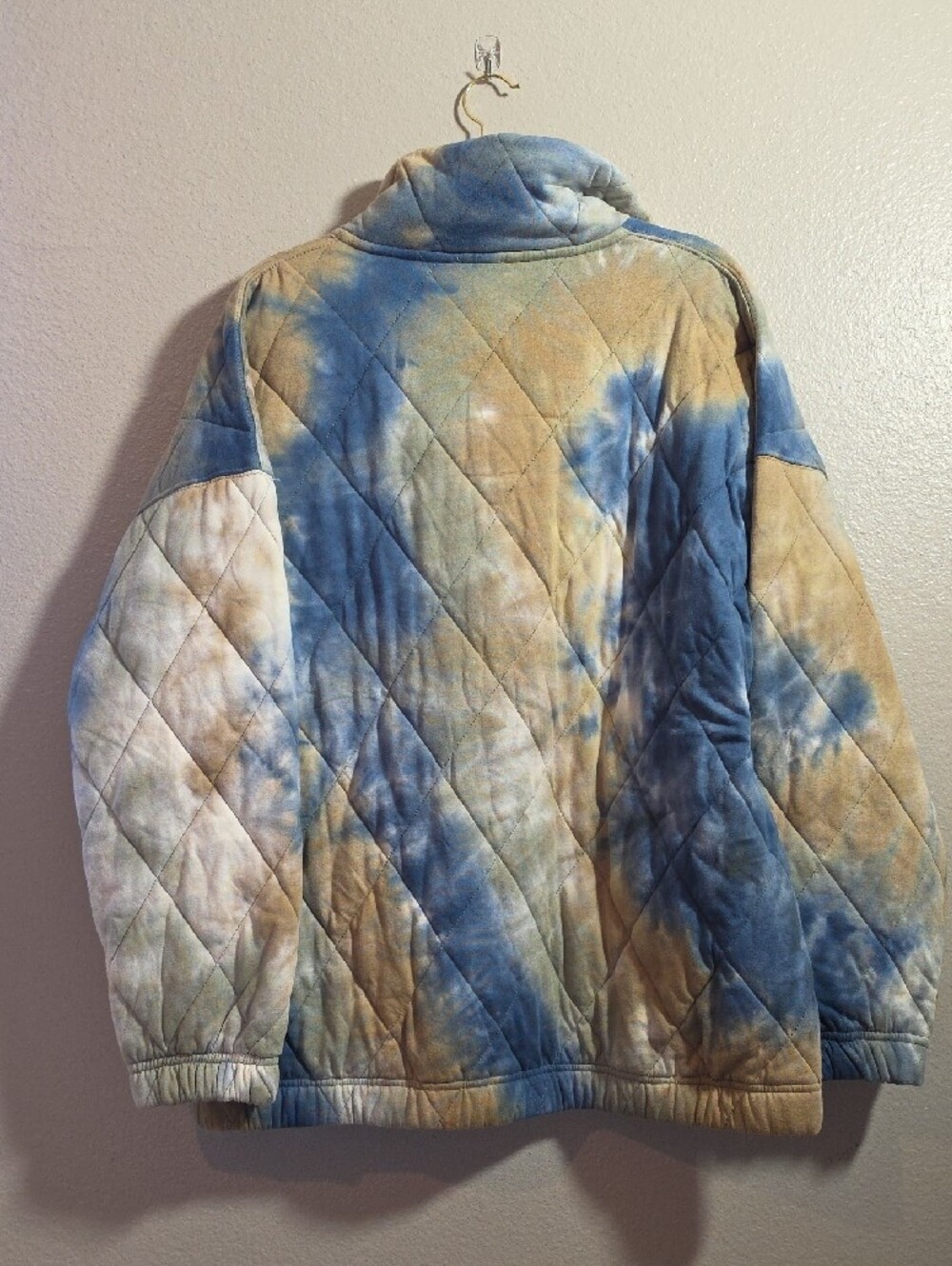 Cotton Quilted Boho Tie-Dye 3/4 Zip Pullover Jacket XL - Picture 5 of 9